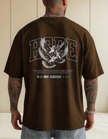 Camiseta Masculina Algodão Premium Academia Hope Larga Moda - Marrom - Visão 1