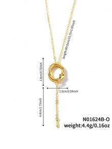 1pc Fashionable Versatile Simple Copper Zirconia Letter Necklace - Yellow Gold - View 27