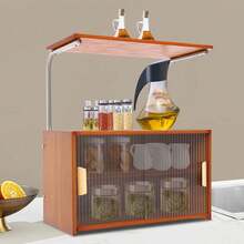 kangten Storage Cabinet, Kitchen Storage Cabinet, Storage Cabinet With Partition, Multi-Tier Storage Organizer For Storing Cups, Dishes, Small Appliances, Decorations, Cosmetics Kitchen Sideboard Bamboo Kitchen Pantry, Freestanding Countertop Storage Cabinet For Bottles, Dish, Bowl (21.6 * 11.8 * 24.4in Tea Color) - Màu nâu - Xem 3