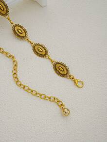 1pc Retro Fashion Exaggerated Gold Oval Waist Chain, Suitable For Women's Pants Decoration, Daily Casual, Music Festival, Party Accessory