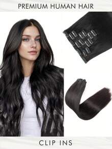 VADES 7 Pcs Clip In Hair Extensions Straight Texture 01Jet Black 04Brown 613 P18A-613Piano Color 12inch 14inch 16inch 18inch 20inch 22inch Real Remy Clip In Human Hair Extensions Clip In Human Hair Clips Hair Extensions Ponytail Extension Perfect for Ladies' Halloween Costumes and Makeup Women Adds Volume Fashion Women Easy To Apply Hair Extensions Women High Quality Natural Look for Hair Adds Volume and Length - 01Tiefschwarz - Übersicht 2