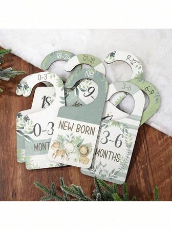 8 st/set babygarderobsavdelare, enkelsidigt tryck, djurhängande träbabygarderobsorganisatör nyfödd till 24 månader tjockare babygarderobsorganisatör, spädbarnskläder garderobsgalge organiserare, babyshowerpresent