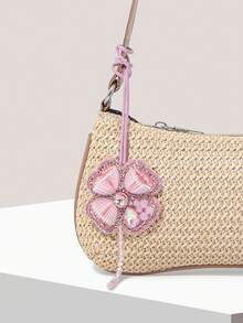 Bolso de vacaciones simple y de moda, colgante de árbol de coco simulado con cuentas de color contrastante, decoración mini exquisita de alto valor, sentido de diseño de nicho, versátil para uso diario, adecuado para combinar con bolsos y ropa en vacaciones en la playa - Rosa - Ver 3