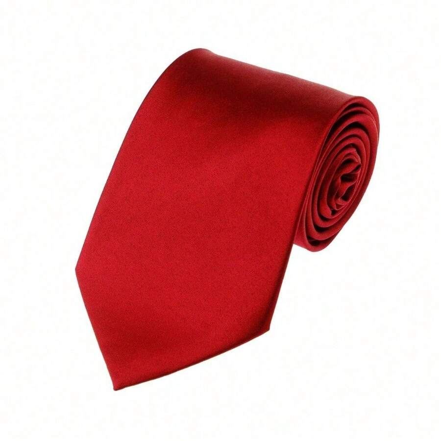 New Hot ! Solid Color Plain Classic Necktie Men's Tie,ZXCFTE - 01-紅色 - 查看 1