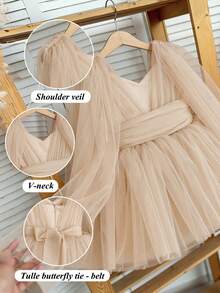 Baby Girls' Sleeveless Tulle White Dress, Elegant Princess Party Dress, Suitable For Baby's 1st Birthday, Wedding, Banquet, Party, Special Occasion