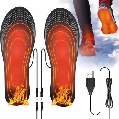 Full Foot Coverage USB Powered Adjustable Heated Insoles, Warm Shoe Pads For Winter