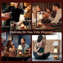 Calentador de Velas Aromáticas, Lampara para Velas Aromaticas con Temporizador y Regulador, Altura Ajustable Candle Warmer, Vidrio Rayado Transparente (con 2 Bombillas) - 1 - Ver 8