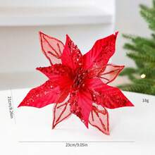 Artificial Mesh Flower Christmas Flower Christmas Tree Decoration, Sequin Velvet Handmade Flower, Gold Powder Christmas Flower Home Decor Christmas Decorations Room Decor