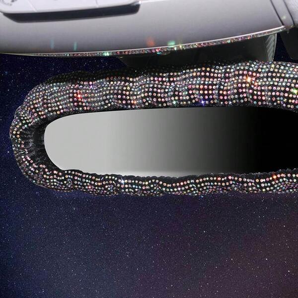 Almohadilla de hombro con diamantes para coche, cubierta de espejo retrovisor con diamantes, cubierta de freno de mano, almohadilla de caja de reposabrazos, cubierta de espejo retrovisor blanca con diamantes