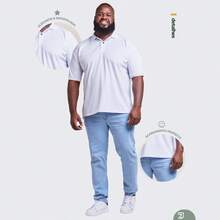 Men's Plus Size Cotton Polo Shirt - White - View 5