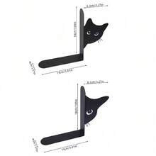 2pcs Cute Cat Bookend, Thickened Metal Desk Bookshelf With Peeping Cat Pattern, L-Shaped Book Stand For Stationery & Books