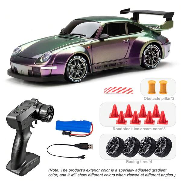 RC Drift Racing 1:24 Scale RC Car, 2.4G Remote Control Car, 20+Km/H High Speed Racing Car, Drift Car, With Drift Tires, Obstacles And Lights, Suitable For Christmas
