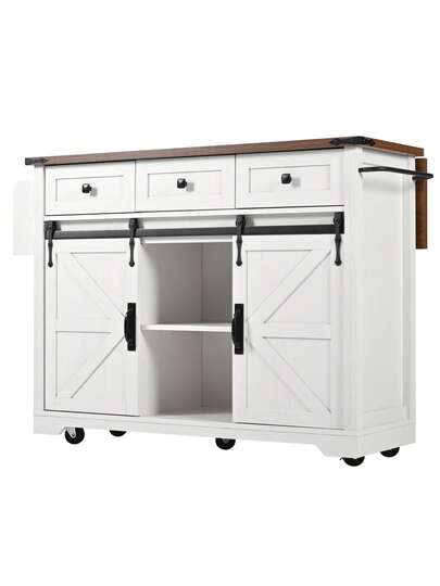 Sairedel Flexible In The Kitchen! Kitchen Isl An Extendable Worktop, Casters, Sliding Doors, Drawers Wood Look. view 7