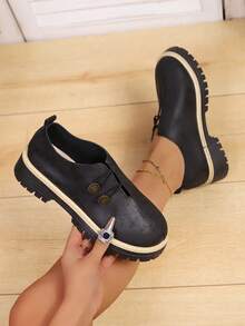 New European And American Imported Soft Bottom Flat Heel Loafers, Comfortable Versatile Casual Granny Shoes/Mom Shoes/Loafers, Thick Sole Flats For Women - Black - View 5