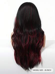 Black & Red Wig For Halloween Costume Women Wig 26 Inch Long Curly Wig Heat Resistant Synthetic Wig Hair Cosplay Wig Perfect Christmas Halloween Use - Màu dương cầm - Xem 5