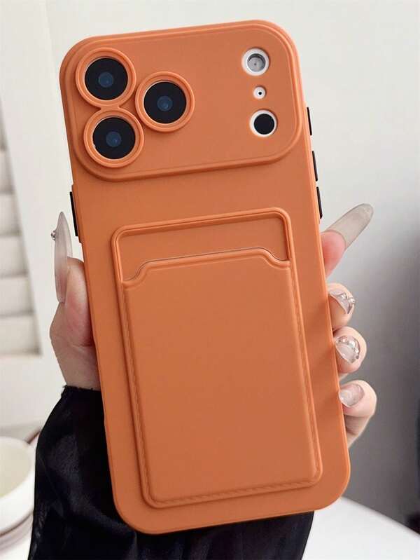 Simple Card Holder Shockproof Phone Case Compatible With IPhone 17ProMax 17Pro 17Air 17 16Pro Max 16 Pro 16 15Pro Max 15 Pro 15 14Pro Max 14Pro 14 13Pro Max 13Pro 13 12Pro Max 12Pro 12 11 Camera Protection Back Cover