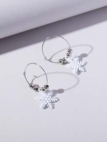 1 Pair Snowflake Shaped Hoop Earrings, Suitable For Women's Daily Wear