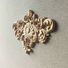 1 pezzo Decorazione in legno intagliato stile europeo, materiale in legno grezzo, fiore vintage per centro porta, applicazione in legno per decorazione domestica, 29,8 x 23,5 cm, adatto per decorare architravi, armadi, porte, mobili, pareti d'accento, Natale, Ognissanti, Ringraziamento, San Valentino, decorazione fai-da-te