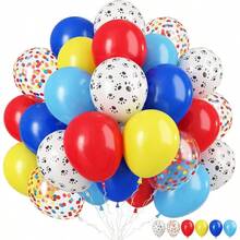Balloons, 12 Inch Circus Balloons Red Yellow Blue And White Paw Print Puppy Balloons Colorful Confetti Latex Balloon Dog Themed Birthday Party Decorations - 紅色 黃色 藍色 - 查看 1