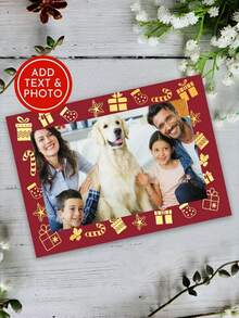 Kartu Ucapan Foto Kustom (Dengan Amplop) - Nama dan Foto yang Dipersonalisasi, Cocok untuk Natal, Tahun Baru, Liburan, Pertemuan Keluarga, dan Promosi Merek Bisnis - Desain Merah Meriah, Dihiasi dengan Aksen Emas dan Pola Bunga, Kartu Promosi Merek Bisnis | Kartu Natal Elegan | Termasuk Amplop Halus, Kartu Ucapan - MultiWarna - View 7