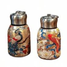 New Retro Chinese Style Doll Stainless Steel Cup With Handle, Pocket Design, High-Quality, Suitable For Car, Office Use, Keeps Drinks Warm