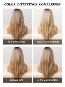 24 Inch Long Blonde Wig For Women Natural Gradient Synthetic Fiber Wig Hair Heat Resistant For Daily Wear - Blonde Ombre - View 9