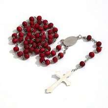 1 Set Wooden Rosary Beads, Guadalupe Virgin Mary Wooden Rosary With Scented Beads - Baptism And Communion Party Favor