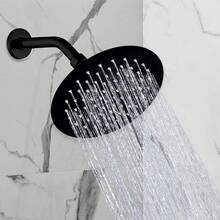 COMVIDA Cabeza de Ducha de Lluvia de Alta Presión, Regadera Cuadrada de Acero Inoxidable de 10 Pulgadas, Cabezal de Ducha de Lluvia Ultrafina con Montaje Fijo para Baño, Cromo Espejo, CV-50020 - Negro Mate - Ver 2