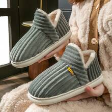 1 Pair Unisex Plush Slippers, Non-Slip Soft Bottom, Warm Closed-Toe, 2025 New Design