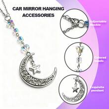 Car Pendants-Car Accessories Pendants 1pc Hollow Moon Star Car Hanging, Crystal Beaded Car Ornaments Crystal Sun Accessories Home Decoration - Star and Moon - View 4