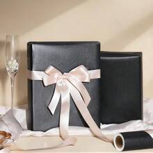 Cream Faux Pearl Shine Wrapping Paper, Solid Color Gift Wrapping Paper - Suitable For Christmas, Birthdays, Baby Showers, Weddings, Valentine's Day - 17 Inches X 16.4 Feet Roll & 17 Inches X 32.8 Feet Roll, 46 Square Feet. - Black - View 8