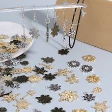20pcs Christmas Alloy Snowflake Pendants, Gold, Silver, Antique Green Snowflake Styles, DIY Jewelry Charms, Bracelet, Earring Craft Making - Multicolor - View 4