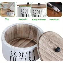 Coffee Filter Holder Wood Coffee Filter Storage Container Coffee Filter Dispenser With Lid Rustic Farmhouse Coffee Filter Organizer Basket Accessories For Coffee Bar Counter Decor Gift Back To School - 彩色 - 查看 8