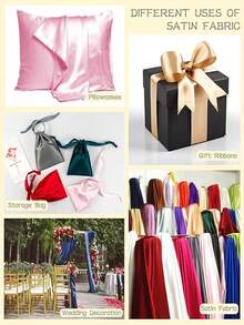 1 件黑色柔软缎面面料，适用于婚纱、DIY 工艺品、服装、窗帘、缝纫 - 黑色 - 查看 6