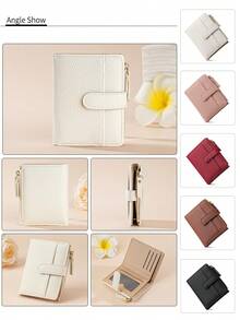 欧美风荔枝纹女士钱包，简约大方，双折多卡槽拉链零钱包，女士钱包，迷你缝纫钱包，小零钱包，都市简约男士钱包，PU皮革，可爱钱包，简约设计，高品质，双折多卡槽拉链零钱包，短款女士钱包，迷你缝纫钱包，小零钱包，适合日常通勤使用，适合作为节日礼物。