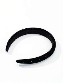 1条2厘米宽女士植绒水晶海绵发箍，复古植绒水晶宽檐发箍，时尚复古高冠发箍，适合日常佩戴，发带发饰头饰发箍 - 黑色 - 查看 5