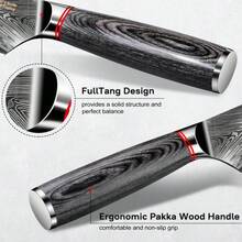 8-Inch Chef Knife Japanese For Kitchen: High Carbon Stainless Steel Sharp Cooking Knives Cutting Vegetable Ergonomic Handle