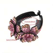 Women's Vintage French Bun Maker Hair Clip - Rhinestone Flower Ponytail Buckle, Elegant Round Chignon Headpiece For Weddings, Parties, Daily Wear - Gift For Girlfriend/Mother (Hand Wash Only) - J - 查看 7