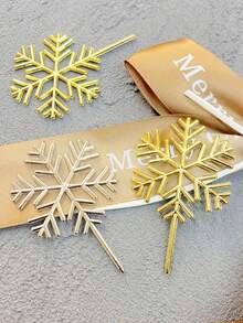 6pcs Christmas Snowflake Cake Inserts, Snowflake Cake Decorations, Cake Toppers, Paper Cup Dessert Decorations, Suitable For Christmas Party Table Decorations