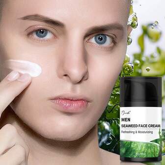 Pjordo 50g/1.76oz 男士海藻面霜，专为男士设计的专业面部护理，保湿锁住水分，打造更均匀的肤色。