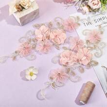 4/2/1 Pcs Vivid Multicolor 3D Floral Embroidered Patches With Pearls And Rhinestones - DIY For Clothing, Bags, Shoes, Weddings, Jeans Etc. - Sewing Style, Wedding Embroidery | Vibrant Embroidery | Fine Needlework, Embroidery Supplies