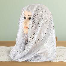 Women's Sequin Rave Hood Festival Rave Sparkly Rave Hood Head Scarf For Halloween Mardi Gras Costume Gear - 銀色 - 查看 3