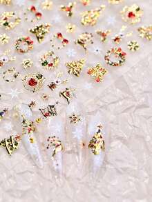 Beautizon Nailartlab 1pc New Shiny Christmas Foil Embossed Nail Art Stickers, Patterns Include Christmas Tree, Reindeer, Snowflake And Other Christmas Elements - Multicolor - View 4