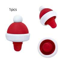 1pc Christmas Party Silicone Wine Stopper With Santa Hat, Red Wine Bottle Stopper, Holiday Gift, Creative Wine Preserver