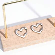 Korean Style Small Heart Shaped Stainless Steel Earrings, Simple Design, And Versatile Valentines,Mom,Mother,Mother's Day,Gift
