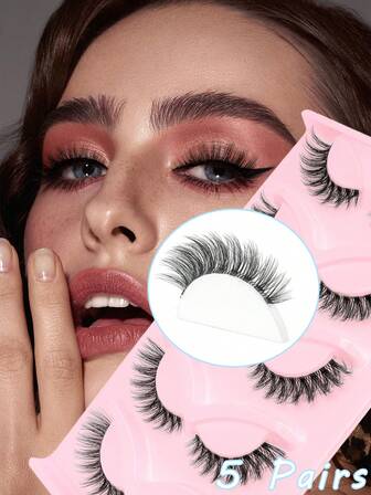 5 对猫眼睫毛仿貂睫毛狐狸眼睫毛自然浓密睫毛旅行必备化妆工具 3-14 毫米