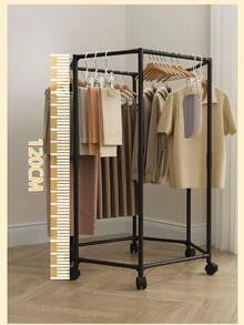 6-Arm Multifunctional Clothes Stand With Lockable Wheels, No Drill Installation Hexagon Towel Rack, Space Saving Drying Rack For Bedroom, Bathroom, Balcony, Dorm - Sturdy & Stable Storage Holder - màu đen - Xem 6