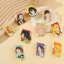 1 件热血卡通动漫鬼灭之刃成员镰门炭治郎、镰门祢豆子、吾妻善逸卡通人物胸针，时尚个性包包装饰精美胸针适合日常佩戴或作为礼物，收藏 - 彩色 - 查看 7
