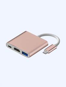 1個淺粉色type-c 3個口集線器,適用於type-c筆記本電腦,桌面電腦,平板電腦 - 淺粉色 - 查看 8