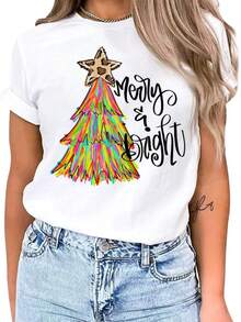MAIHUN - Camisa De Árbol De Navidad Para Mujer, Diseño De Árbol De Navidad - Blanco - Ver 1